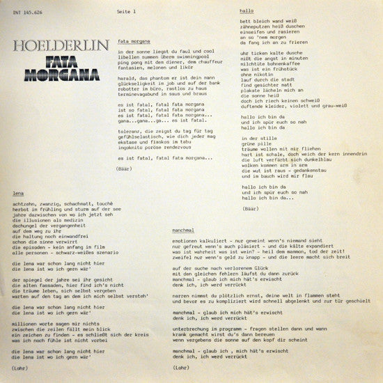 Hoelderlin : Fata Morgana (LP, Album)