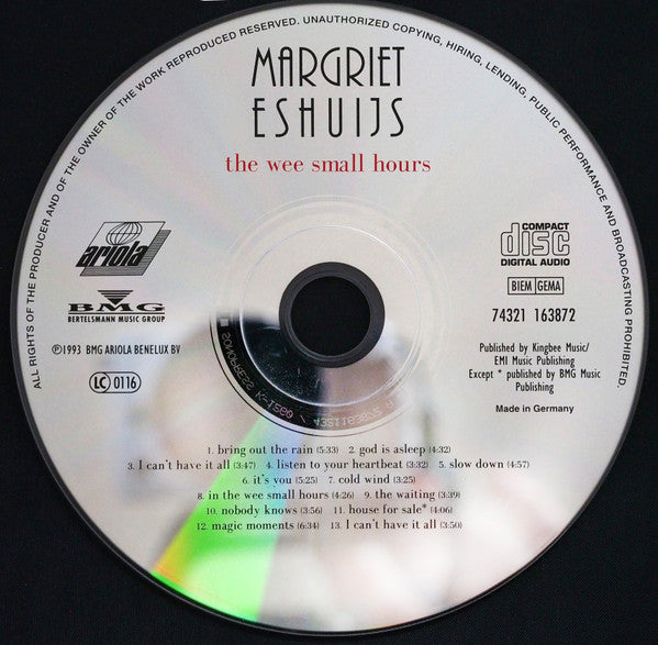 Margriet Eshuijs : The Wee Small Hours (CD, Album)