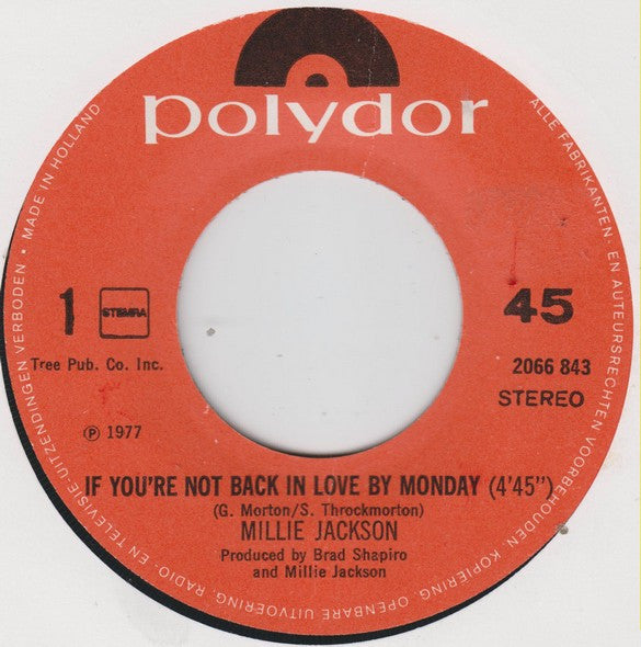 Millie Jackson : If You're Not Back In Love By Monday (7", Single)