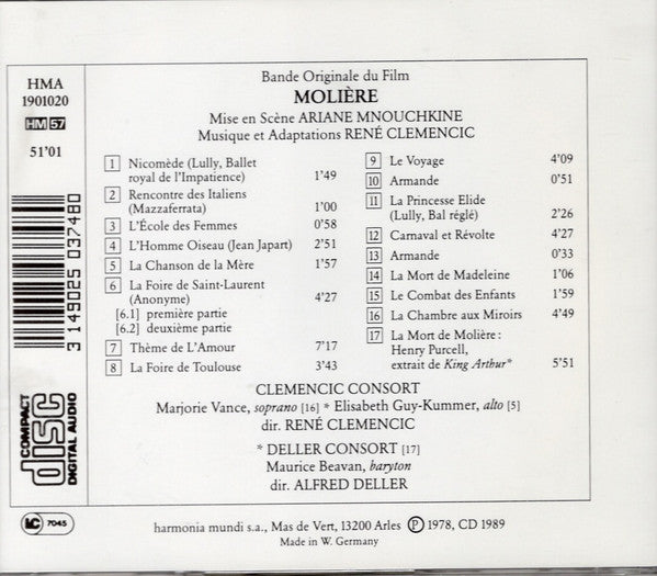 René Clemencic : Molière (Musique originale du film d'Ariane Mnouchkine) (CD)