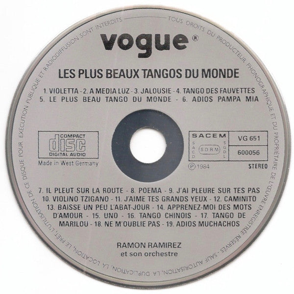 Orchestre De Ramon Ramirez : Les Plus Beaux Tangos Du Monde (CD, Comp)