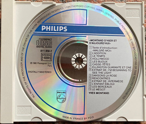 Yves Montand : Montand D'Hier Et D'Aujourd'Hui (CD, Album)