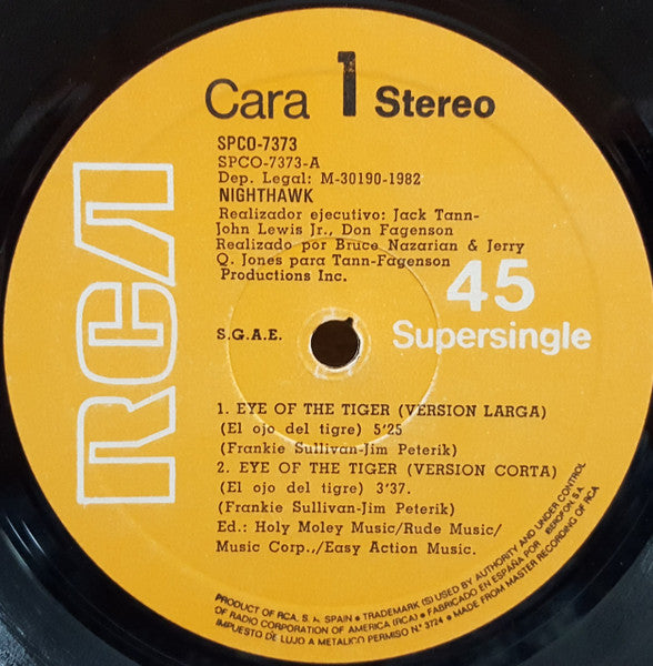 Nighthawk : Eye Of The Tiger = El Ojo Del Tigre (12", Maxi)