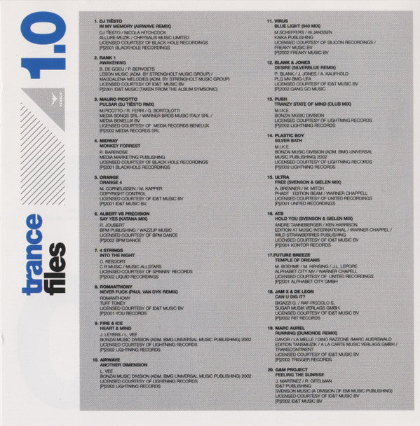 Various : Trance Files 1.0 (CD, Mixed)