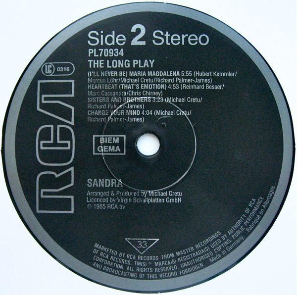 Sandra : The Long Play (LP, Album)