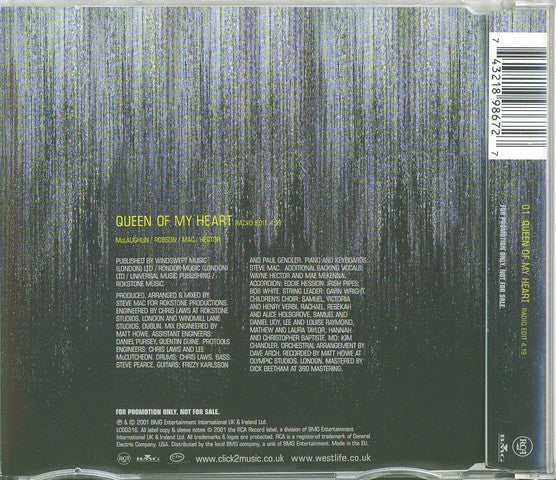 Westlife : Queen Of My Heart (CD, Single, Promo)