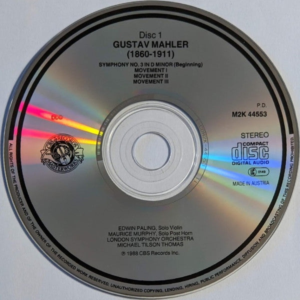 Gustav Mahler, Janet Baker, London Symphony Orchestra, Michael Tilson Thomas : Symphony No 3 - Rückert-Lieder (2xCD)