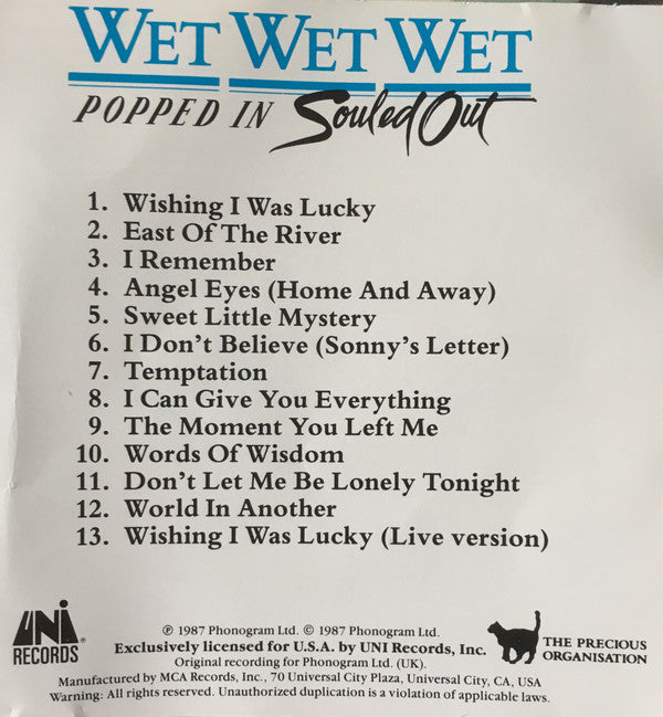 Wet Wet Wet : Popped In Souled Out (CD, Album)