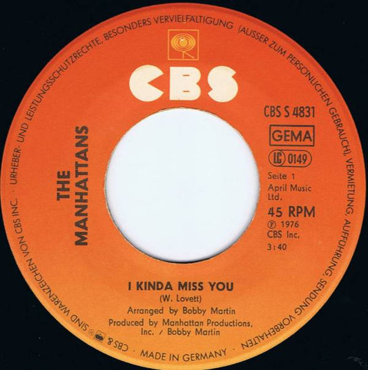 Manhattans : I Kinda Miss You (7", Single)
