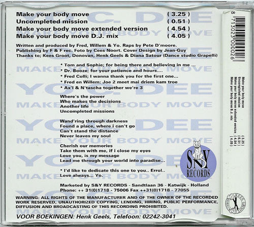 Yo C. Dee : Make Your Body Move (CD, Maxi)