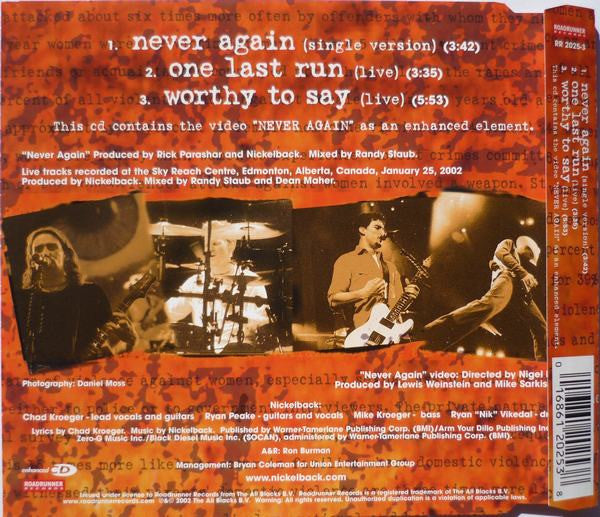 Nickelback : Never Again (CD, Single, Enh)