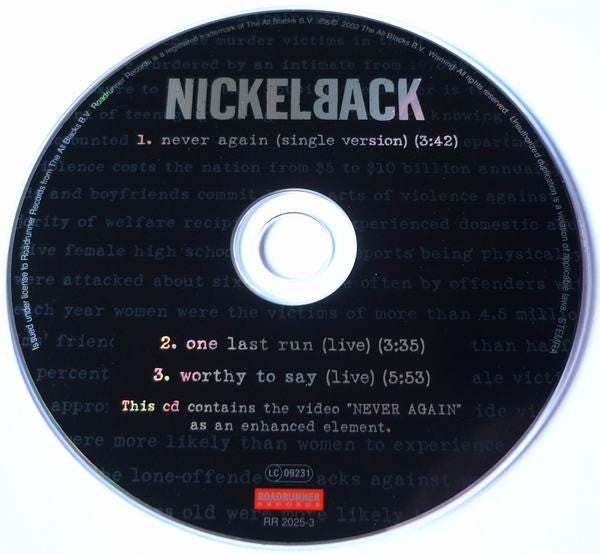 Nickelback : Never Again (CD, Single, Enh)