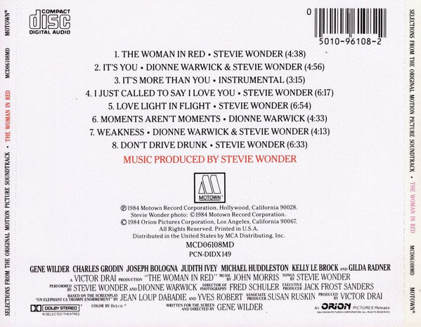Stevie Wonder : The Woman In Red  (Selections From The Original Motion Picture Soundtrack) (CD, Album)