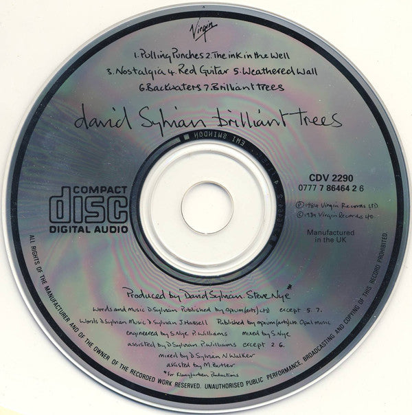 David Sylvian : Brilliant Trees (CD, Album, RE, RP, Swi)