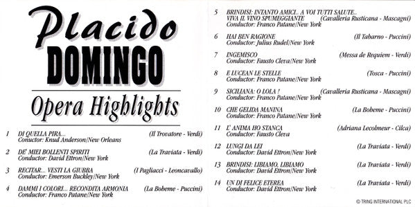 Placido Domingo : Opera Highlights (CD, Comp)