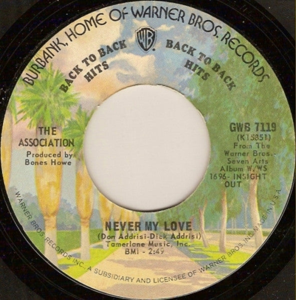 The Association (2) : Never My Love / Windy (7", Single)
