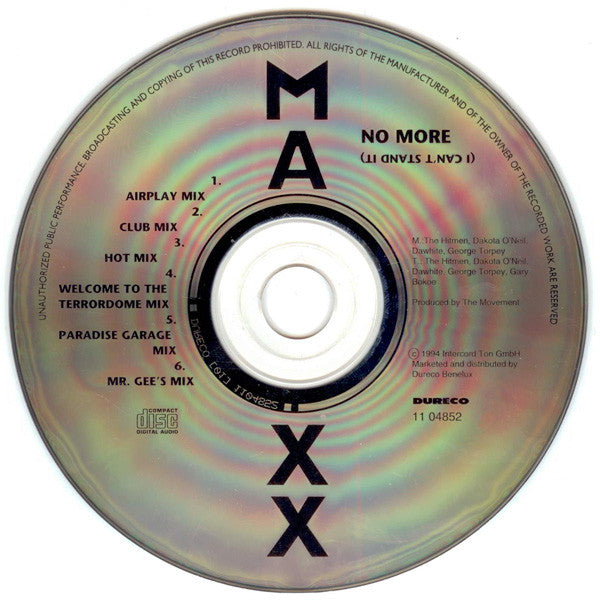 Maxx : No More (I Can't Stand It) (CD, Maxi)