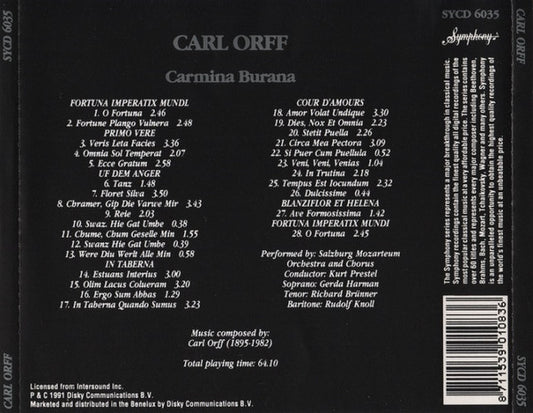 Carl Orff : Carmina Burana (CD, Album, RP)