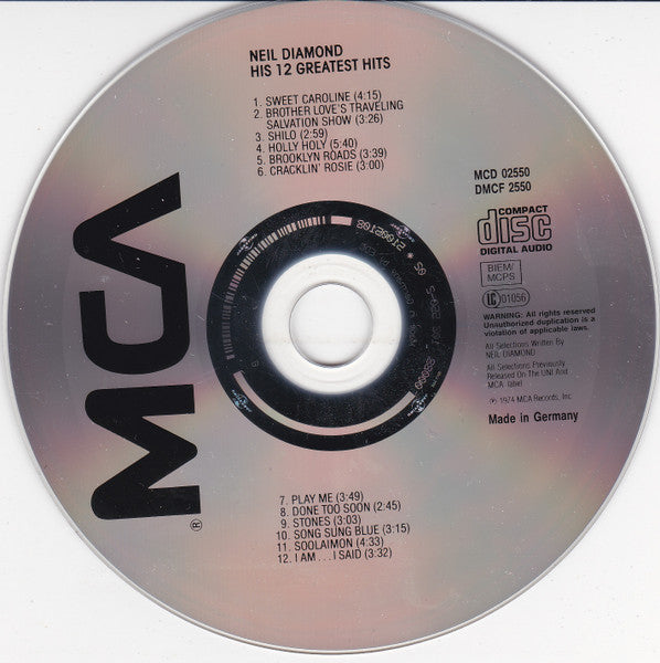 Neil Diamond : His 12 Greatest Hits (CD, Comp, RE)
