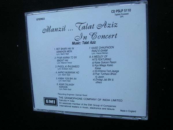 Talat Aziz : Manzil ...Talat Aziz In Concert (CD, Album, Dig)