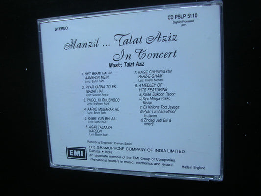 Talat Aziz : Manzil ...Talat Aziz In Concert (CD, Album, Dig)