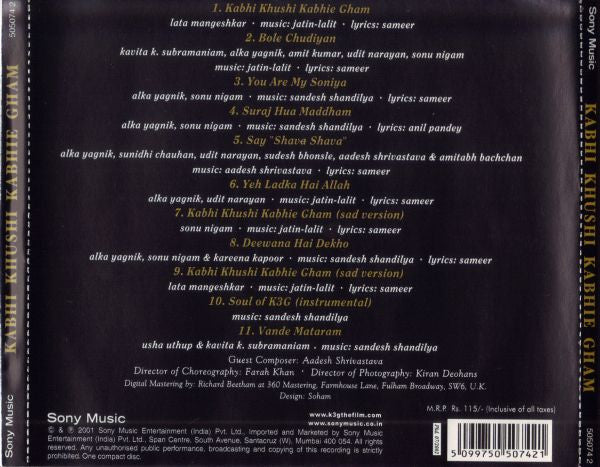 Various : Kabhi Khushi Kabhie Gham (CD, Album)