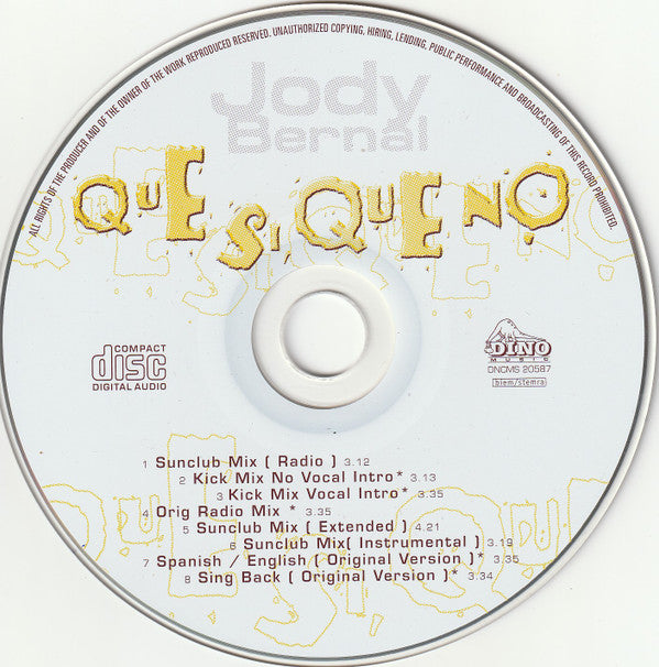 Jody Bernal : Que Si, Que No (CD, Maxi)