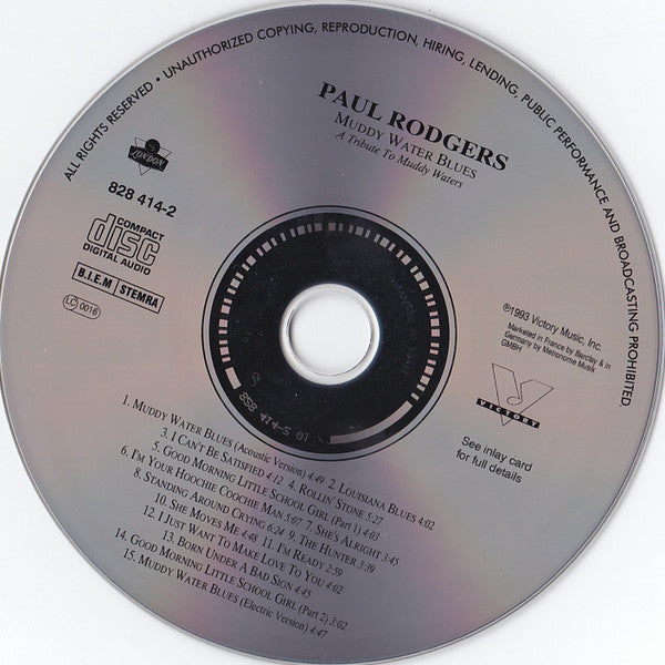Paul Rodgers : Muddy Water Blues (A Tribute To Muddy Waters) (CD, Album)