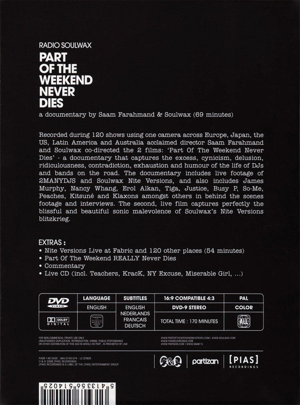 Soulwax : Part Of The Weekend Never Dies (DVD-V, PAL + CD, Album)
