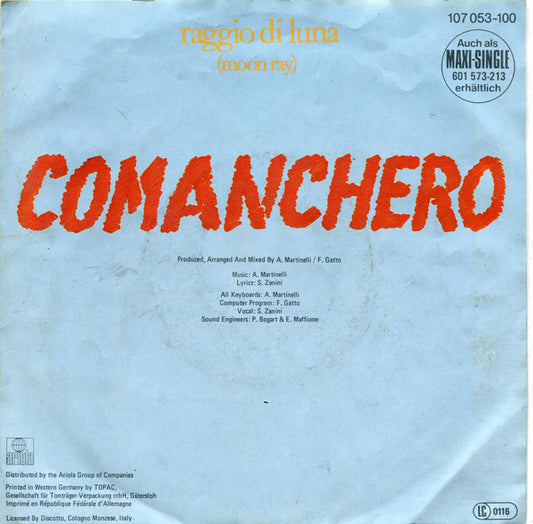 Raggio Di Luna : Comanchero (7", Single)