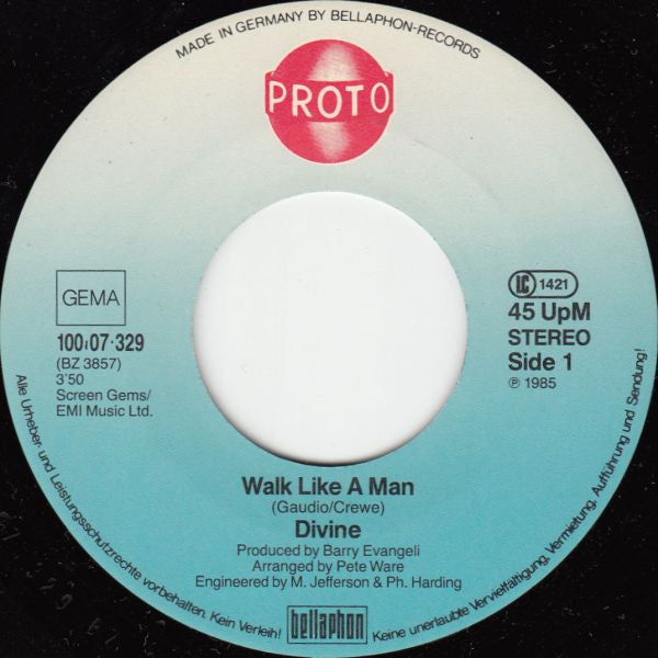 Divine : Walk Like A Man (7", Single)