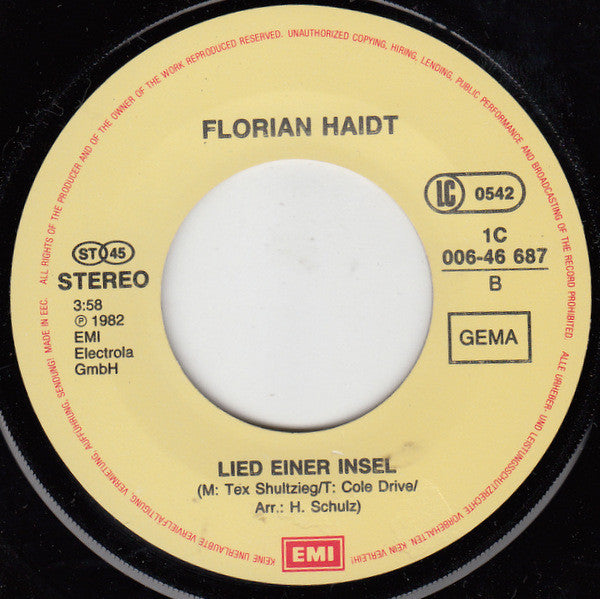 Florian Haidt : Rote Rosen, Rote Lippen, Roter Wein (7", Single)