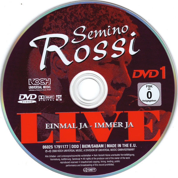 Semino Rossi : Einmal Ja - Immer Ja (Live) (2xDVD-V, PAL, All)