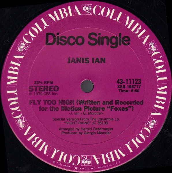 Janis Ian : Fly Too High / Night Rains (12", Single, San)