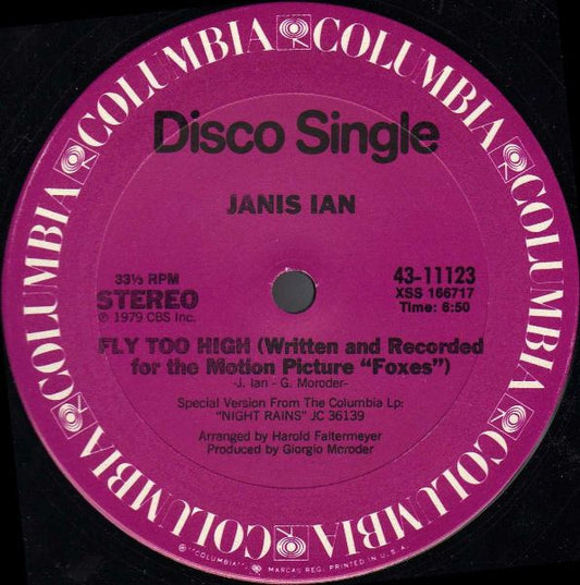 Janis Ian : Fly Too High / Night Rains (12", Single, San)