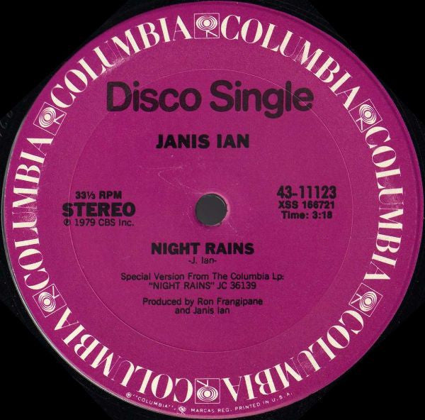 Janis Ian : Fly Too High / Night Rains (12", Single, San)