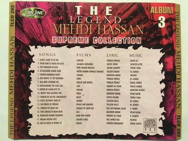 Mehdi Hassan : The Legend Mehdi Hassan Supreme Collection (CD, Comp)