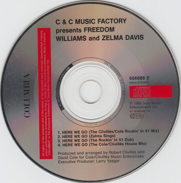 C + C Music Factory Presents Freedom Williams And Zelma Davis : Here We Go (CD, Maxi)