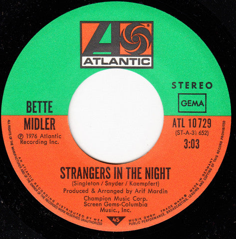 Bette Midler : Strangers In The Night (7", Single)