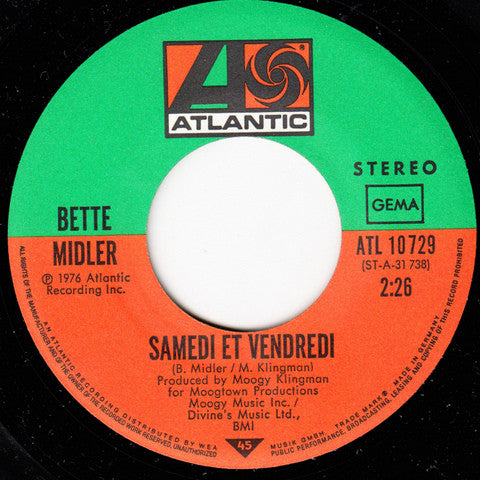Bette Midler : Strangers In The Night (7", Single)