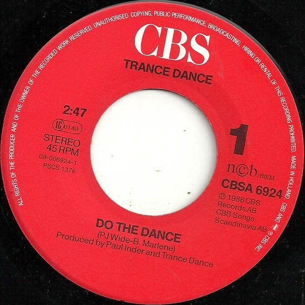 Trance Dance : Do The Dance (7", Single)