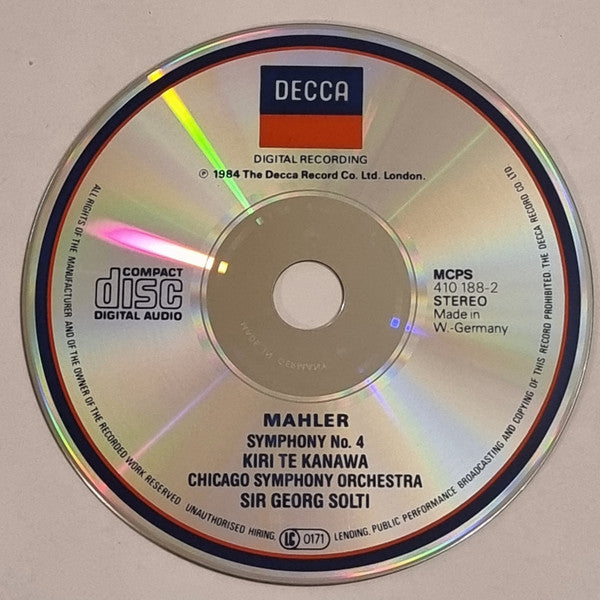 Gustav Mahler - Kiri Te Kanawa, Chicago Symphony Orchestra, Georg Solti : Symphony No. 4 (CD, Album, RE)