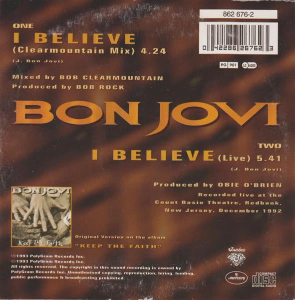 Bon Jovi : I Believe (CD, Single)