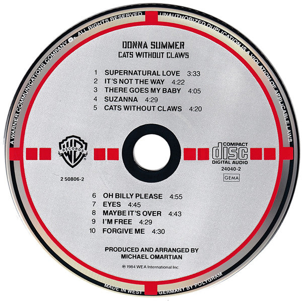 Donna Summer : Cats Without Claws (CD, Album, Tar)