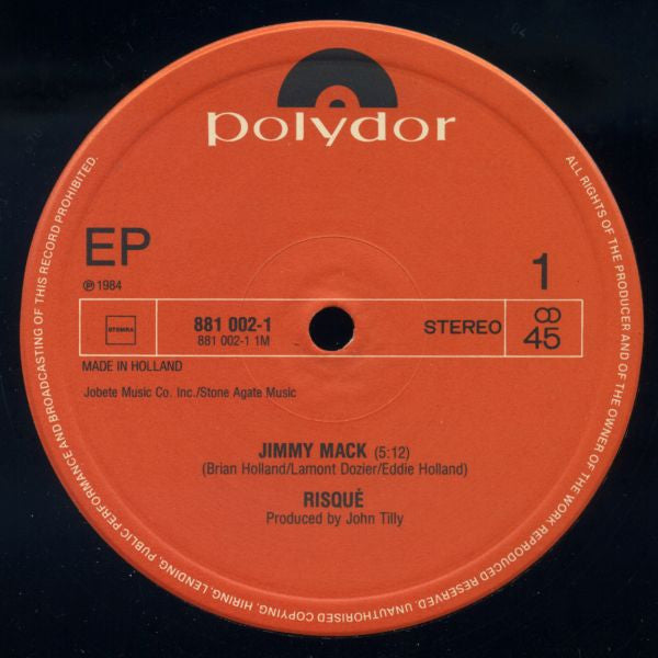 Risqué (2) : Jimmy Mack (Special Maxi Version) (12", Maxi)