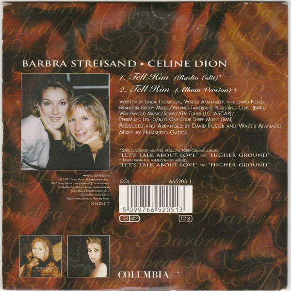 Barbra Streisand • Céline Dion : Tell Him (CD, Single, Car)