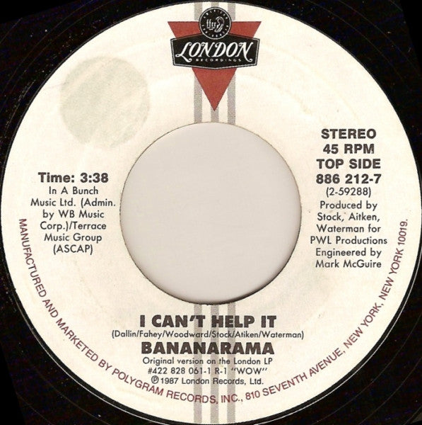 Bananarama : I Can't Help It (7", Single)