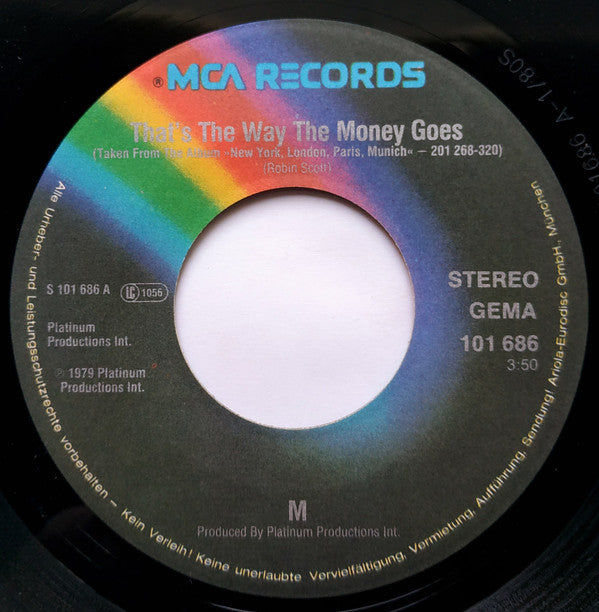 M (2) : That's The Way The Money Goes (7", Single)