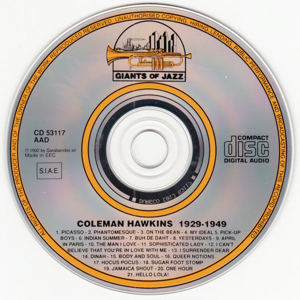Coleman Hawkins : Picasso (1929-1949) (CD, Comp)