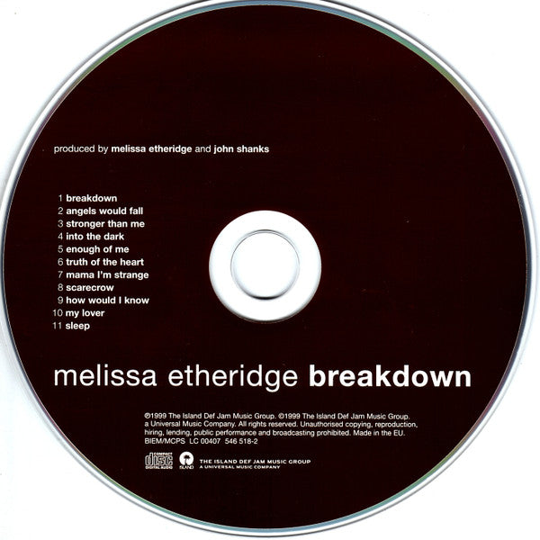 Melissa Etheridge : Breakdown (CD, Album, Enh)